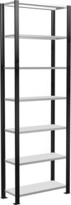 Schulte Grundregal Büro-Steckregal MULTIplus85 mit 7 Fachböden und Kreuzstrebe, Farbe Schwarz/Lichtgrau, B/T/H: 230 x 75 x 30 cm - Bild 1