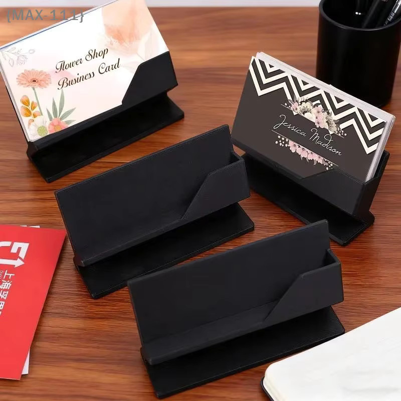 Minimalistischer Visitenkartenhalter F2-MAX111 aus Kunststoff in Schwarz als Desktop-Organizer zur Aufbewahrung und Präsentation von Karten - Bild 2