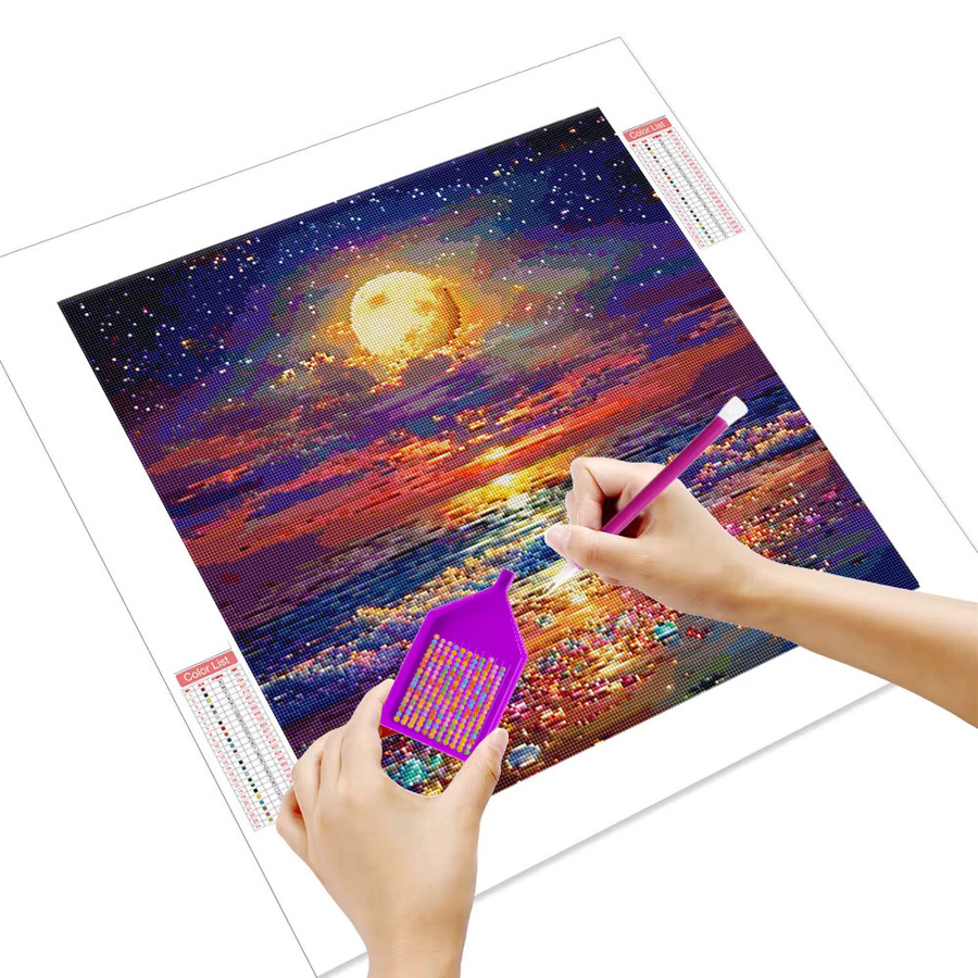 Huacan 5D-Diamantgemälde zum Selbermachen Meer und Mond Landschaft Mosaik Set in Multicolour B/H: 20 x 20 cm - Bild 2