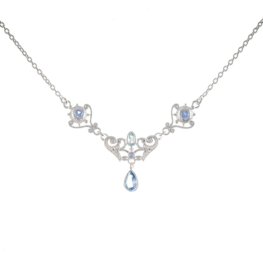 Collier 925 Silber, Zirkonia, hellblau - Bild 1