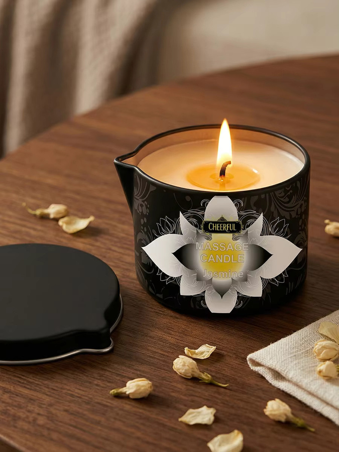 EVODUCK Jasmin-Massageöl-Kerze aus natürlichem Sojawachs für die Körpermassage und Aromatherapie in Orange und Schwarz - Bild 7