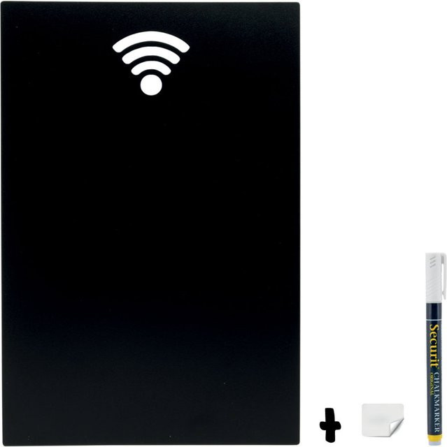 Securit Wandtafel Silhouette Wifi Luxusausführung in Schwarz, B: 25 cm, H: 38 cm - Bild 1