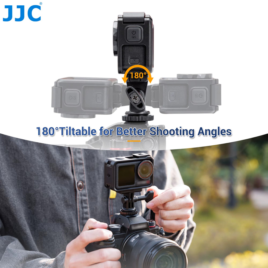 JJC Upgrade Stativadapter mit 20 Schraubenlöchern für DJI Osmo, GoPro Hero 13 12 11 10 9 8 und Insta360 X4 in Schwarz - Bild 3