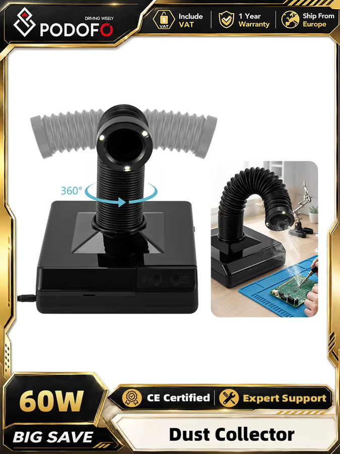 Podofo 2-in-1 Dental-Labor-Staubsauger und Nagelstudio-Staubabsauggerät, 60W, Schwarz - Bild 6