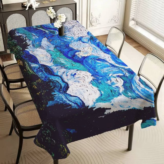 Wasserabweisende Tischdecke JMG Household Supplies mit Van Gogh Sternennacht Motiv aus Polyester in Blau, B/T: 90 x 140 cm - Bild 1