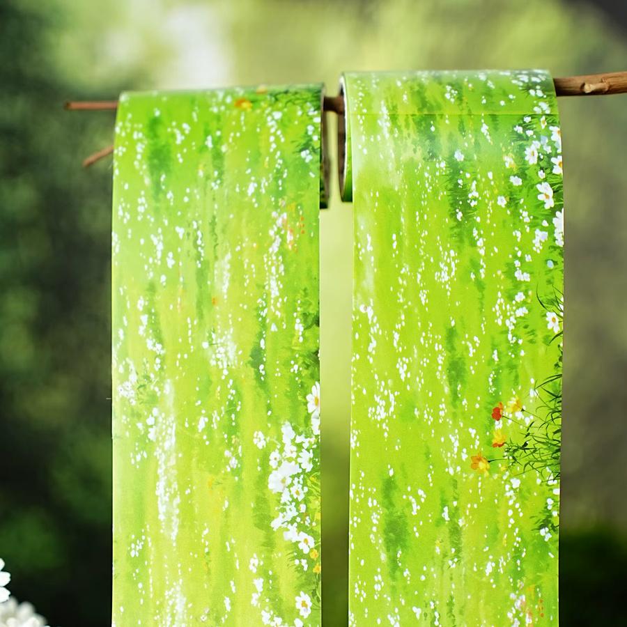Etori Life Washi-Klebeband mit grünem Gras und Blumenmeer, Farbe: Grün, Breite: 60 mm, Länge: 2 m - Bild 2