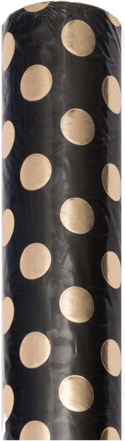 Rico Design Geschenkpapier Paper Poetry mit Punkten in Schwarz-Gold, Breite: 70 cm, Länge: 2 m - Bild 1