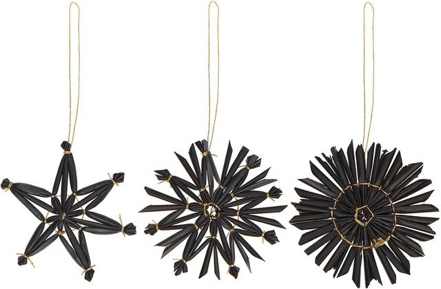 Rico Design Strohstern-Set in Schwarz als Weihnachtsdekoration mit einer Größe von 6 x 6 cm - Bild 1