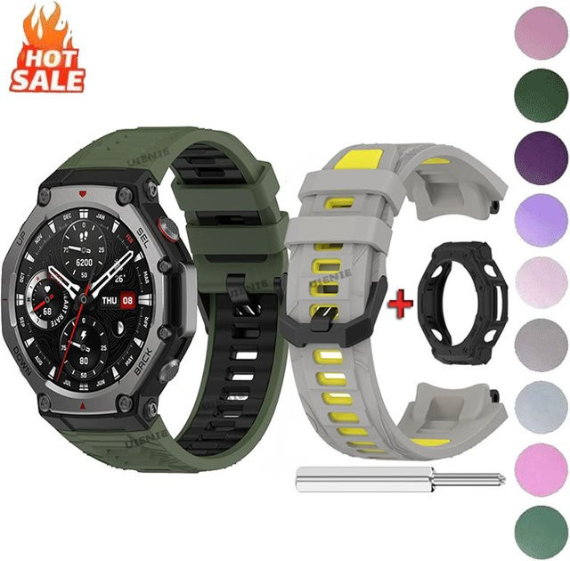 Huami Uhrenarmband und Hülle, Silikon, Schwarz, Unisex - Bild 1