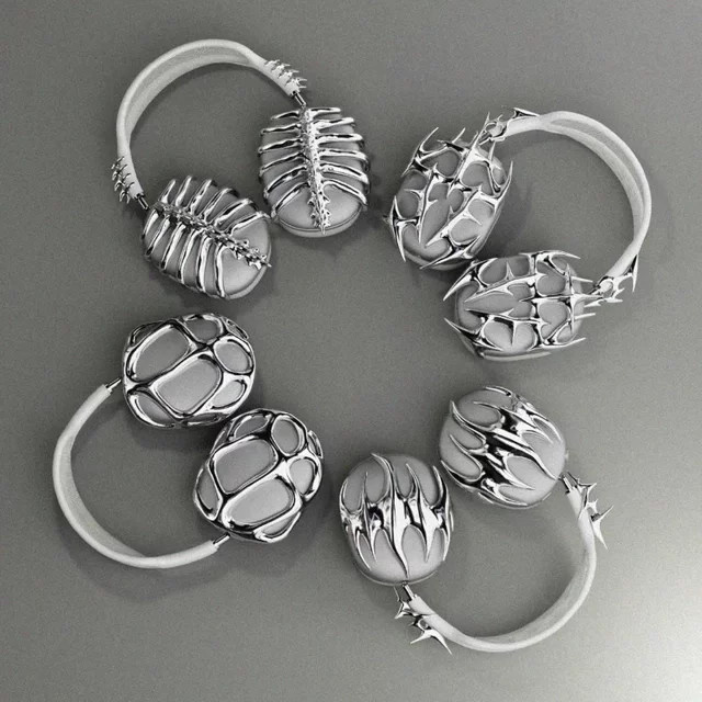 Apple AirPods Max Case Cover Y2K Spine Kopfhörerhülle Zubehör in Silver - Bild 1