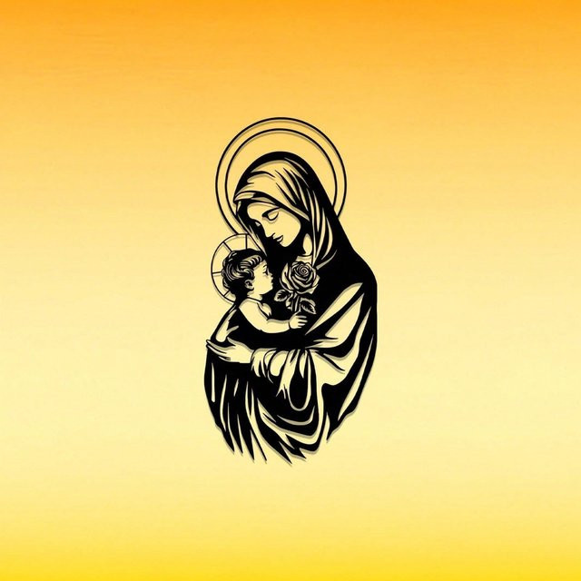 Religiöse Metall-Wandkunst Jungfrau Maria in Schwarz von CIFBUY als abstraktes Porträt-Dekor - Bild 1