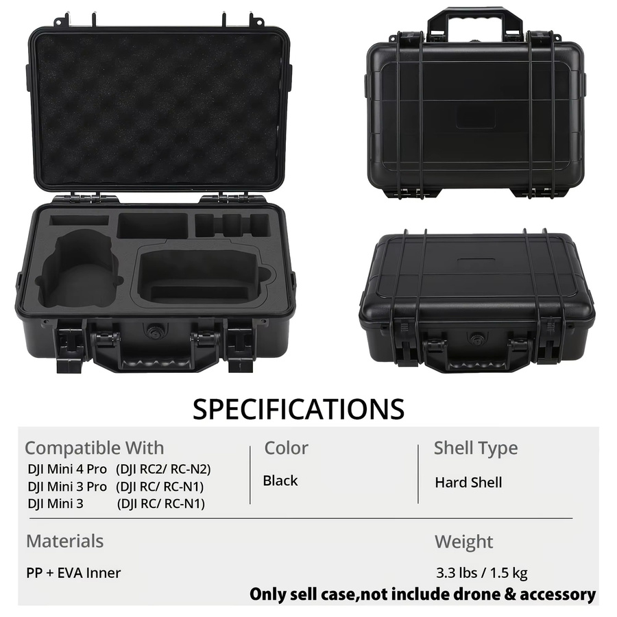 Hartschalen-Tragetasche für DJI Mini 4 Pro, Mini 3 Pro und Mini 3 in Schwarz, Reisetasche für DJI Mini 4 Pro Fly More Combo - Bild 5
