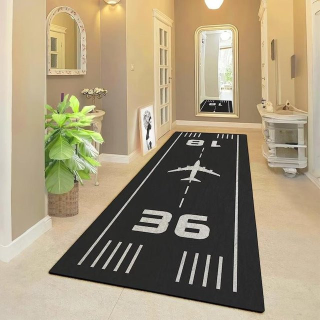 Lodestar Runway Runner Teppich Schwarz, Modernes Design aus Polyester, B/T: 50 x 150 cm - Bild 1