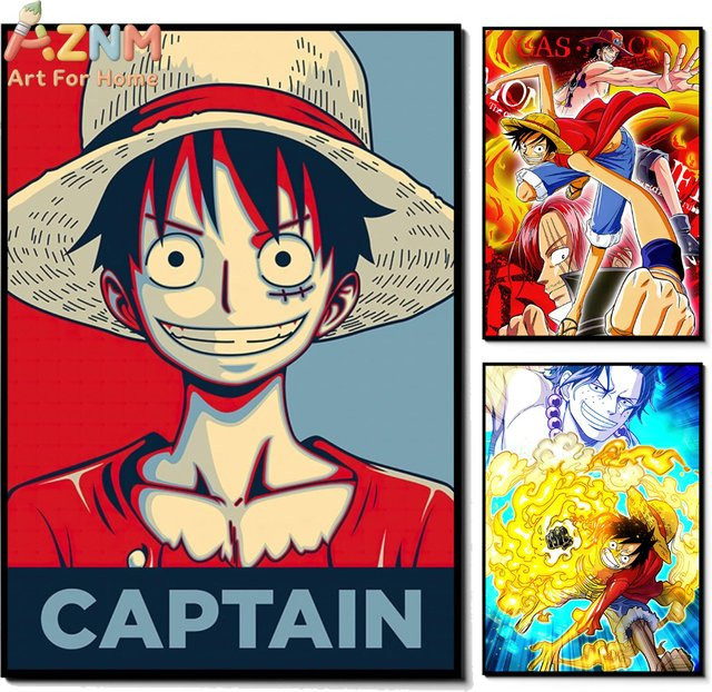O-One P-Piece Ruffy rahmenloses Leinwandposter mit hochauflösendem japanischem Anime-Kunstwerk in Multicolour - Bild 1