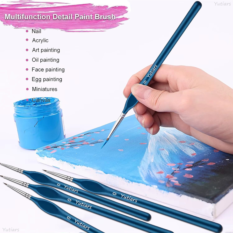 Yutiars Mehrzweck-Malpinsel-Set aus Nylon mit blauem Kunststoffgriff für Aquarell, Gouache und Ölmalerei, 6 oder 10 Stück - Bild 4
