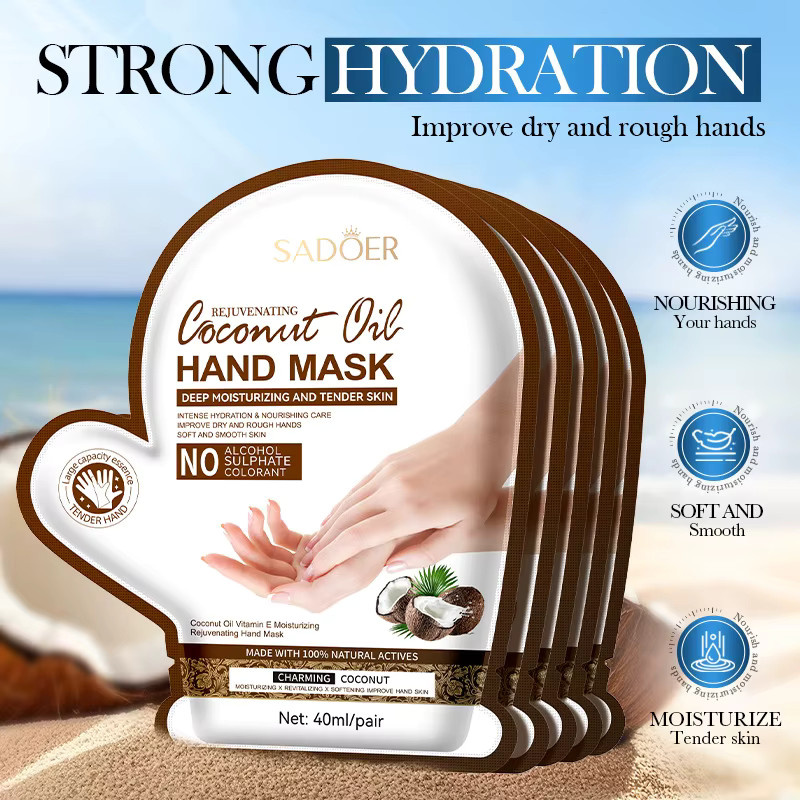SADOER Coconut Hand Mask, Feuchtigkeitsspendend, Unisex - Bild 2