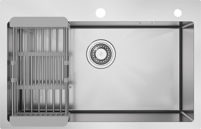 CECIPA max Küchenspüle aus Edelstahl mit Abtropfkorb, Farbe: Silber, B/T: 70 x 45 cm - Bild 1