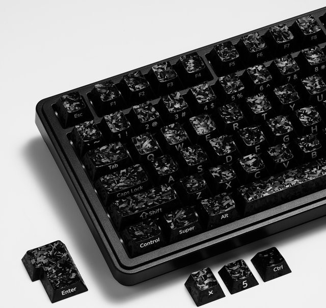 XVX PC-Tastenkappen-Set im Cherry Profile mit geschmiedetem Carbon-Look in Schwarz - Bild 1