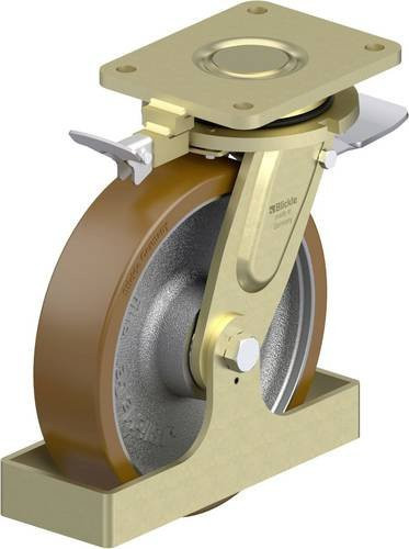 Blickle Schwerlast-Lenkrolle LS-GB 250K-ST-RI4-FS in Silber und Braun mit 250 mm Rad-Durchmesser und 1500 kg Tragfähigkeit - Bild 1