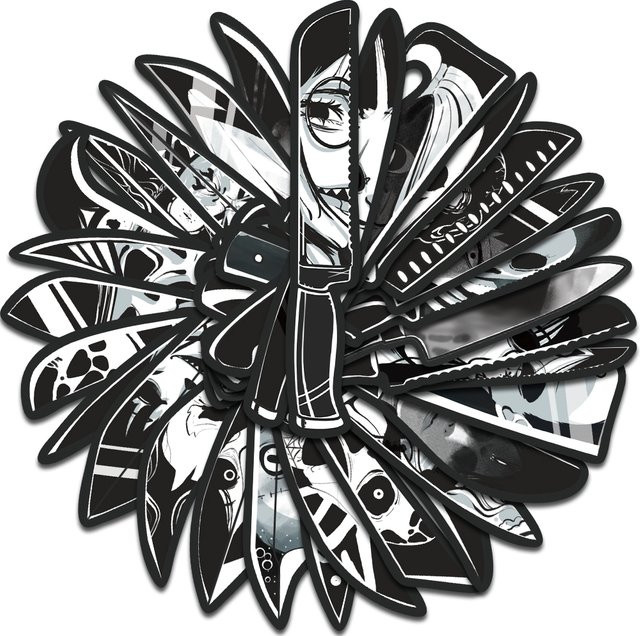 30 Stück Gruselige Messer-Lesezeichen in Multicolour mit Graffiti-Design für Studenten und Skateboard-Fans - Bild 1