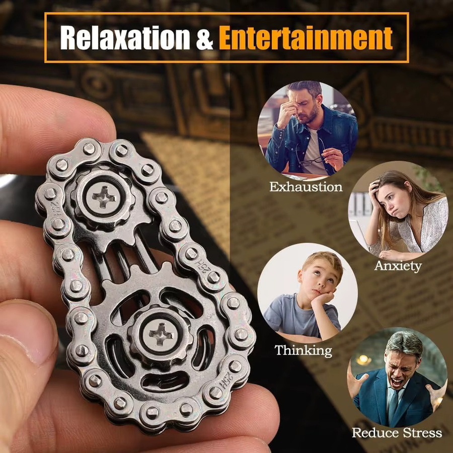 GSF Fidget Spinner Spielzeug, Metall, Fahrradkette - Bild 4