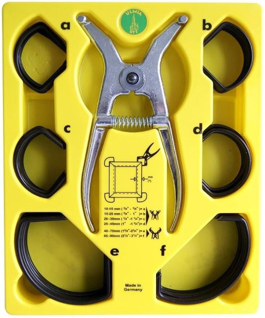 Ulmia Arbeitsgarnitur mit Spannklammern und Spreizzange in Gelb inklusive Aufbewahrungsbox - Bild 1