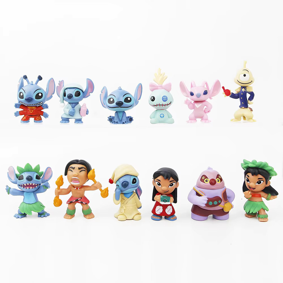 12er Set Bandai Stitch Lilo & Stitch Anime-Figuren aus PVC, Cartoon-Charaktere Sammlerstücke, Höhe: 5-7 cm - Bild 2
