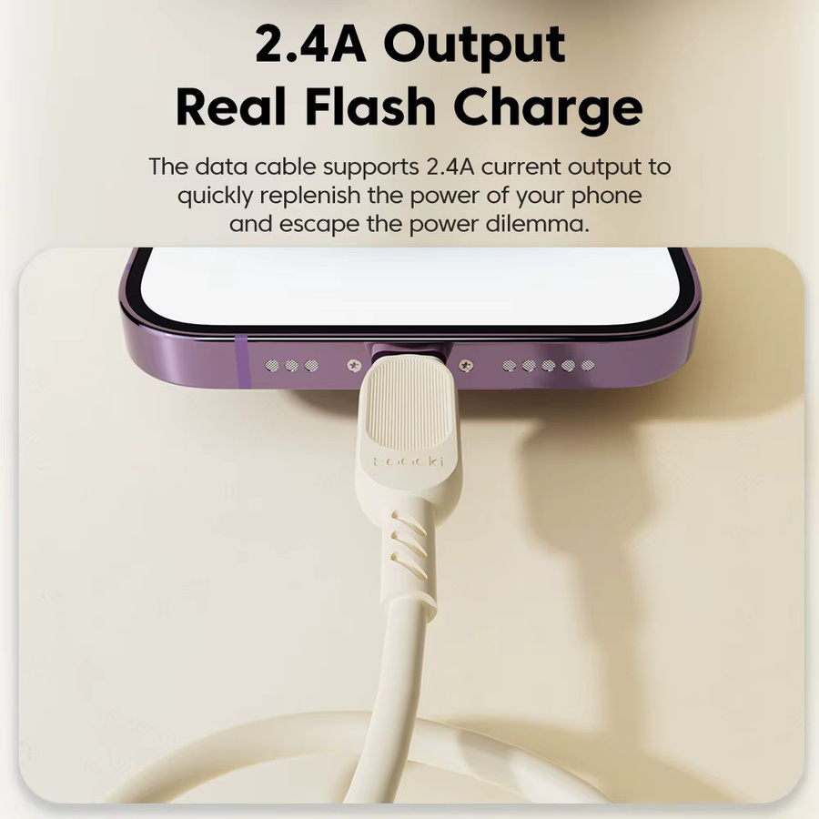 Toocki USB-auf-Lightning-Schnellladekabel für iPhone und iPad, Datenkabel mit Beleuchtung, Schwarz oder Weiß - Bild 1