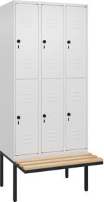 C+P Doppelstock-Spind Classic PLUS Sitzbank mit 3 Abteilen, Buche-Hartholz, B/T/H: 212 x 90 x 81,5 cm - Bild 1