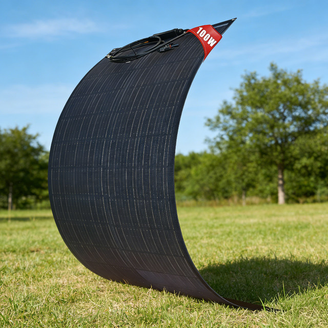 JINGYANGPV 100W 18V Flexibles Solarpanel in Schwarz, hocheffizientes ETFE-Solarpanel für Camping, Wohnmobil und Boot - Bild 1