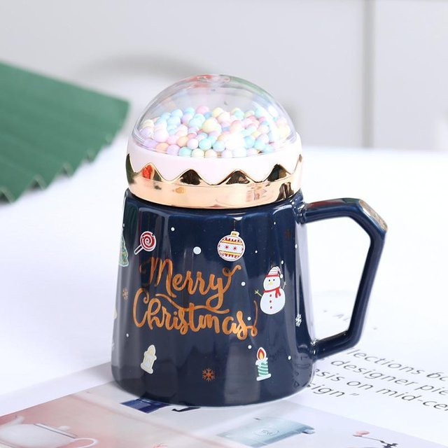 Kreative Cartoon Keramiktasse mit Weihnachtsmann-Design von Yiran Furniture, Weiß und Blau, 350,5 ml - Bild 1