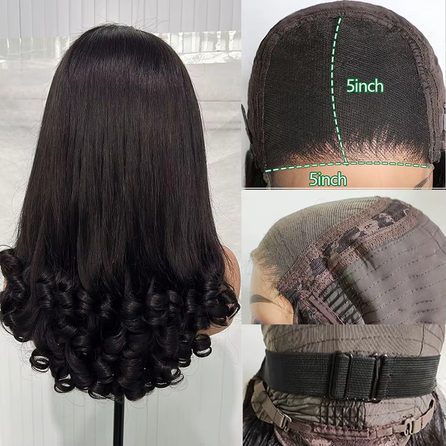 fraisbelle Perücke, 12A Echthaar, lockiges Ende, 5 x 5 HD-Spitzenverschluss, Unisex - Bild 3
