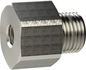 Riegler Reduziernippel lang M5 auf G 1/8 aus vernickeltem Messing in Silber - Bild 1
