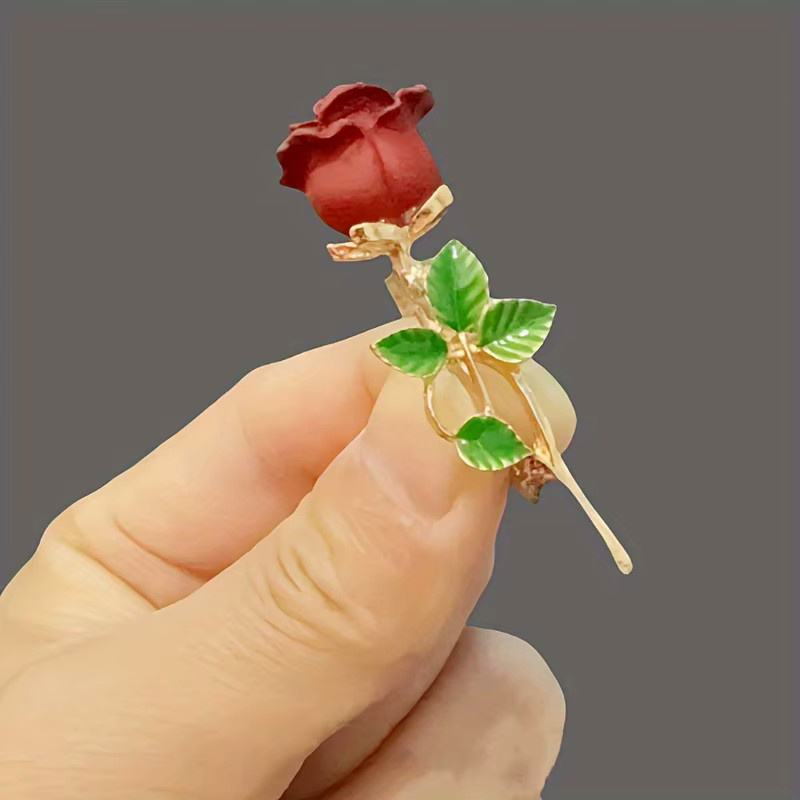 Urlaubsfreude Brosche, rote Rosen, Legierung, Unisex - Bild 5