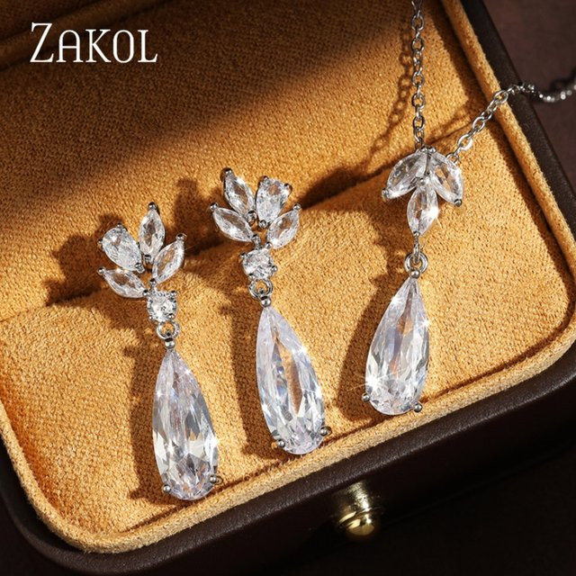 ZAKOL Schmuck-Set Halskette und Ohrringe, Zirkonia, Silber, Damen - Bild 1