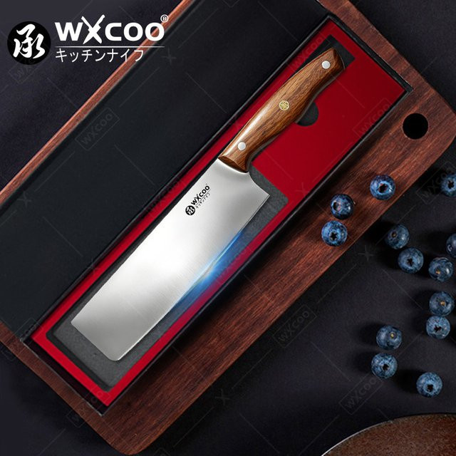 WXCOO Japanisches Fleischbeil Cleaver aus Holz mit Geschenkbox, 19,81 cm Kochmesser für Fleisch, Gemüse und Fisch - Bild 1