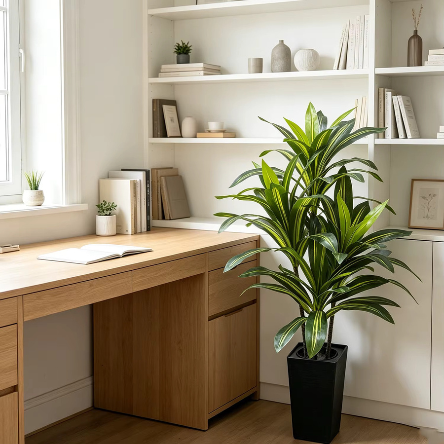HiMISS Künstlicher Dracaena-Baum in Grün mit Topf, Höhe: 120 cm - Bild 3