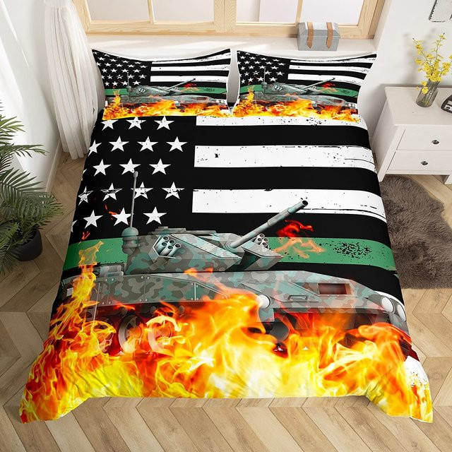 JMG Household Supplies Bettwäscheset Panzer Kriegsthema für Kinder, Camouflage Armee Design, Polyester, B/H: 135 x 200 cm - Bild 1