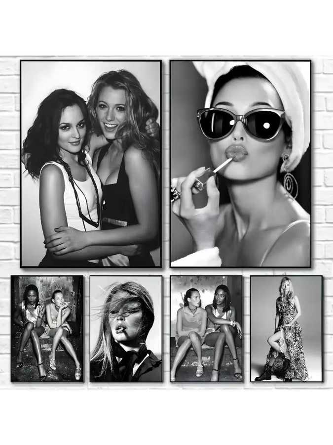 Potdemiel K-Kate Moss Fashion Leinwandgemälde in Schwarz-Weiß - Bild 2