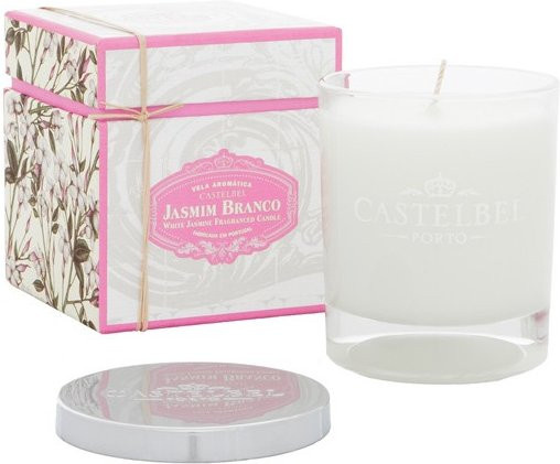 Castelbel White Jasmine Duftkerze im Glasbehälter mit floralem Duft in Weiß - Bild 1