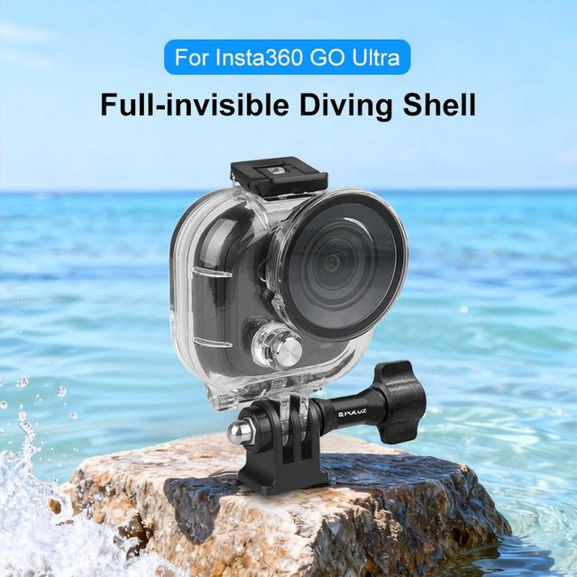 PULUZ Tauchgehäuse für Insta360 GO Ultra Action Camera mit wasserdichter Gehäuseabdeckung und Erweiterungsfach, transparent, bis 50m Tiefe - Bild 1