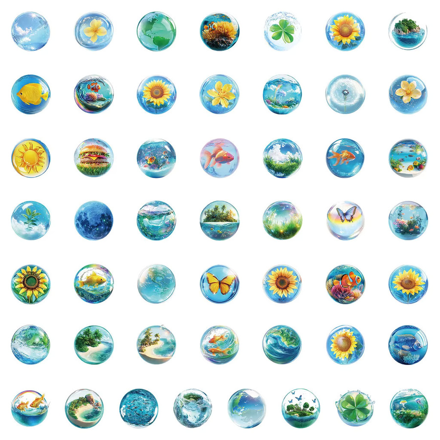 50 Blatt Kawaii Flora & Fauna Aufkleber aus wasserfestem Vinyl in Multicolour für Handys und Dekorationen - Bild 2