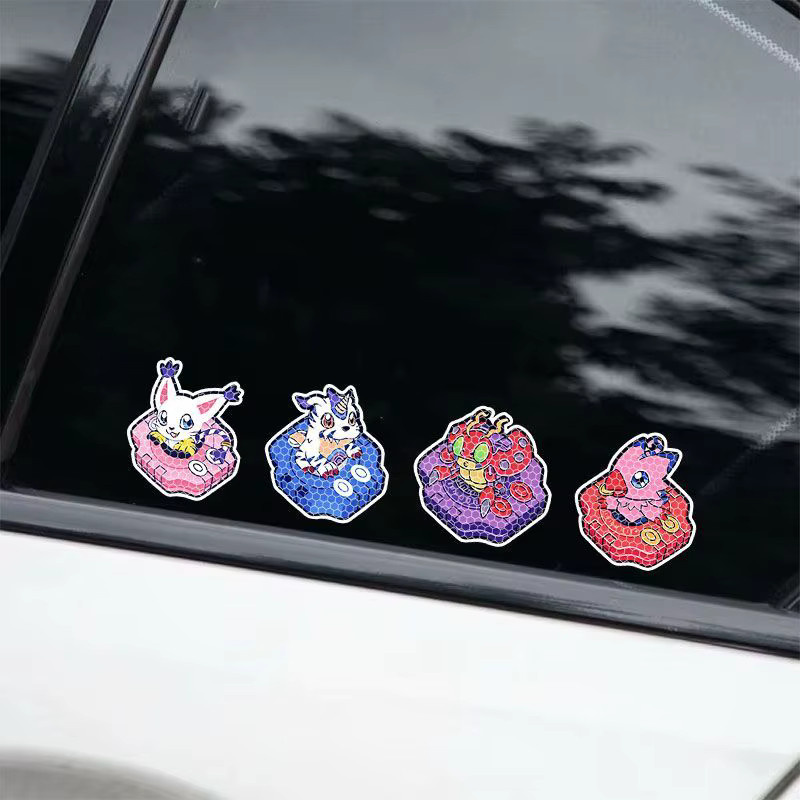 Bandai Digimon Anime Cartoon Kreative Reflektierende Aufkleber für Elektroroller, Dekorative Motorrad Kratzfeste Wasserdichte Aufkleber - Bild 3