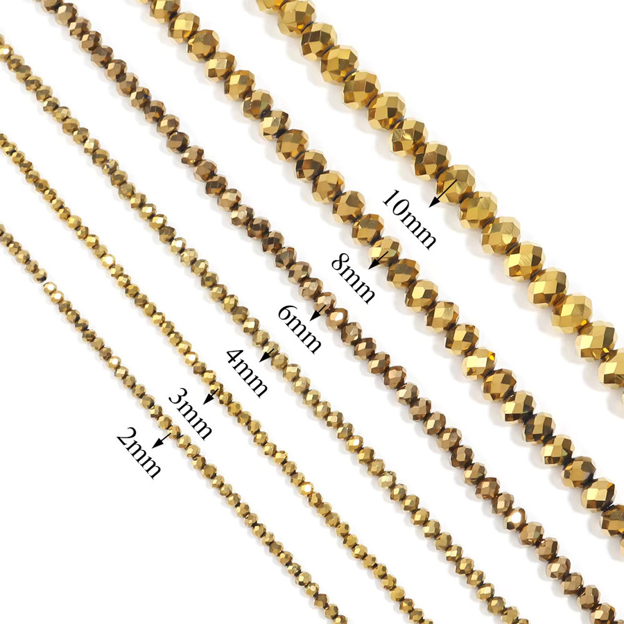 Glasperlen Rondelle, goldene Kristallperlen, facettiert, Unisex - Bild 2
