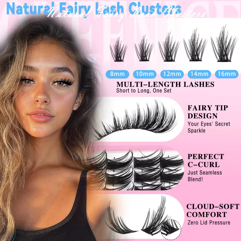 QUEENICE Manga Lash Wispy Anime Wimpernverlängerungen, 8-16mm, D-Curl - Bild 3