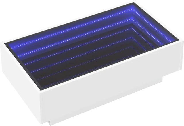 vidaXL LED-Couchtisch in Weiß aus Holzwerkstoff und Glas, B/T/H: 90 x 50 x 30 cm - Bild 1