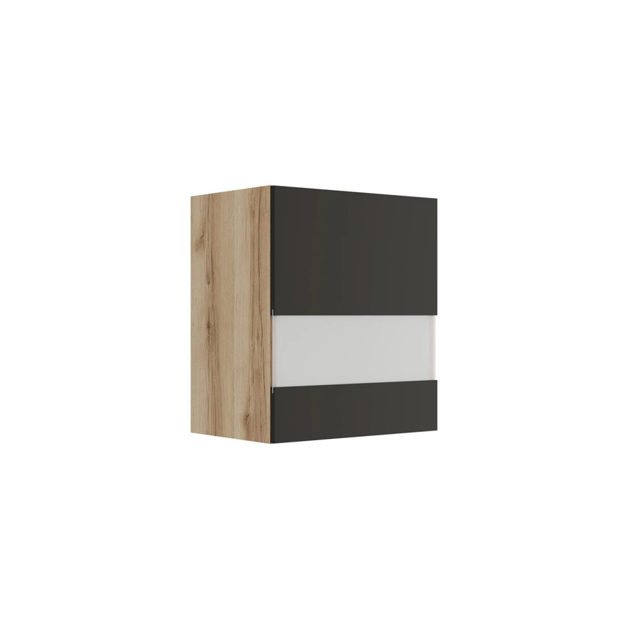 Küchen-Oberschrank Noah420 mit Segmentglastür in Anthrazit und WildEiche, B/H/T: 50 x 57,6 x 34,6 cm - Bild 2
