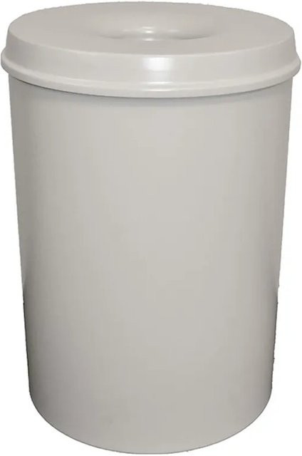 PROREGAL Selbstlöschender Papierkorb und Abfallsammler aus Metall in Grau, H: 47 cm, Ø: 33,5 cm, 30 Liter - Bild 1