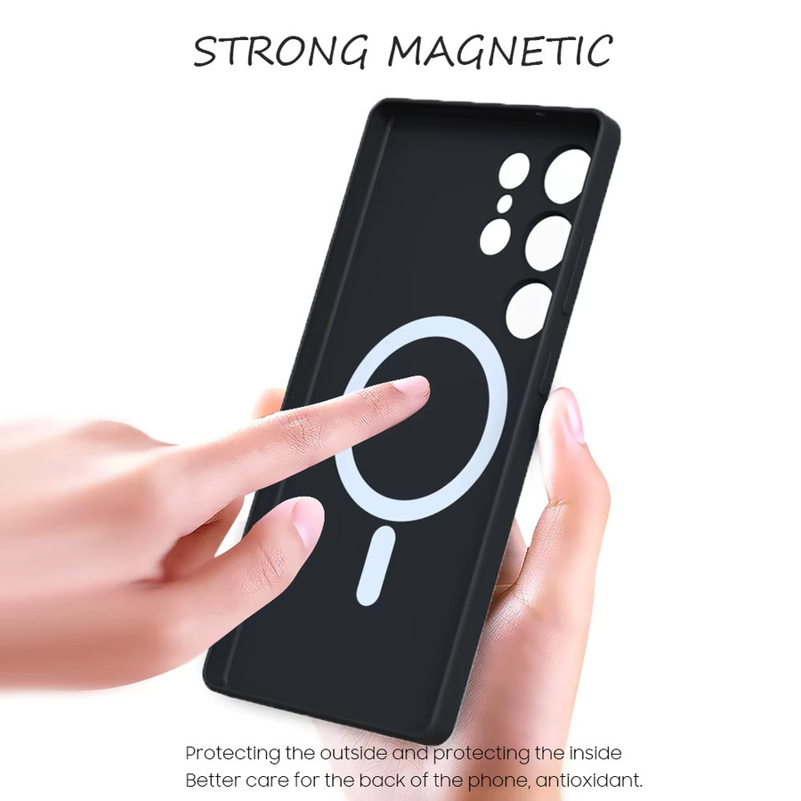 Magnetische MagSafe Silikon Hülle für Samsung Galaxy S25 Ultra S24 S23 S22 Plus und A-Serie in Schwarz und Lila - Bild 2