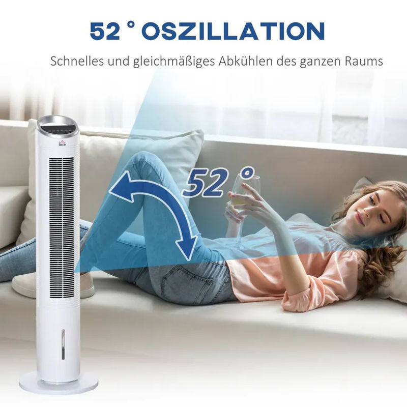 HOMCOM Luftkühler in Weiß und Silber mit Fernbedienung, Timer, Schlafmodus und Oszillation, B/T/H: 30 x 30 x 100,8 cm - Bild 2